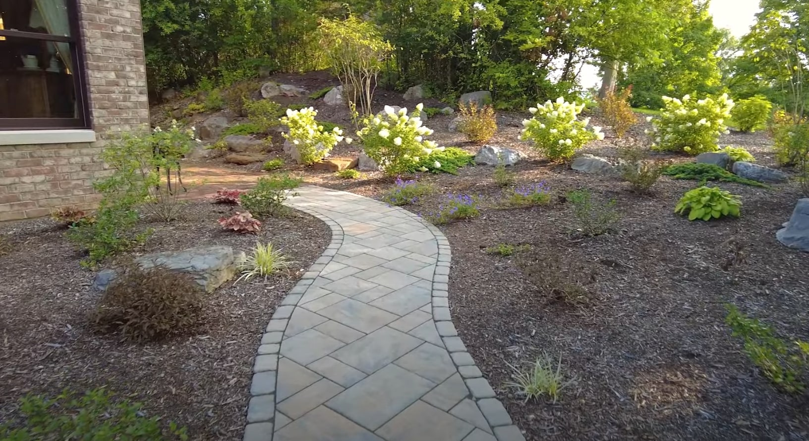 Professional landscape design and installation by Milpitas Landscaping Beautiful landscaped garden with stone pathways and lush plantings in Milpitas